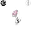 Pendientes de Titanio Elegantes Europeos y Americanos Transfronterizos Aleación de Titanio G23 Moda Grado Médico Joyería para Perforaciones Rosca Interna Zirconia Marquise