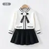 Estilo Outono e Inverno Roupa de Tricô para Meninas Top Estilo Academia Saia Plissada Conjunto de Duas Peças Estiloso para Bebê Menina Conjunto Moderno Coreano