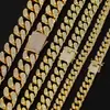 Corrente Cubana Europeia e Americana 18MM Banhada a Ouro Real Cobre Zircônia Diamante Completo Pulseira Personalizada Masculina Colar Grosso da Moda Tendência