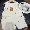 Roupa de Bebê Verão Fina Colete de Bebê Macacão de Suspensório Terno Meninos e Meninas Estilo Coreano Casual Passeio Conjunto de Duas Peças