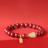 Pulsera de calabaza de cinabrio de alto contenido natural aleación de arena imperial placa de la suerte arena de cristal para mujer pulsera Fulu al por mayor