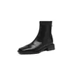 Primer Encuentro Temporada Piel Suave Adelgazantes Tallas Grandes Mujer Punta Cuadrada 2026 Nuevo Otoño/Invierno Tacón Grueso Elásticas Ajustadas Botas Botas de Moda