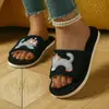 Pantuflas de Exterior para Mujer con Velcro, Pantuflas para Casa, Pantuflas Planas Casuales Abiertas de Moda, Venta al por Mayor Transfronteriza