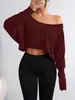 Primavera, Otoño e Invierno 2026 Nuevo Top Corto de Moda Transfronterizo Europeo y Americano sin Hombros Ajuste Holgado