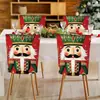 Nueva Serie Festiva Soldado de Navidad Funda de Silla de Medio Paquete Personalizable Funda de Silla de Comedor de Lino Estampado Venta Directa de Fábrica