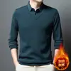 Transmisión en Vivo Moda Casual de Primavera y Otoño para Hombre, Dos Piezas Falsas, Cuello Falso de Dos Piezas, Polar Engrosado, Camiseta Polo Base de Alto Volumen