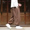 Outono/Inverno 2026 Novas Calças Harem Masculinas de Veludo com Punho Estilo Chinês Tamanho Grande Casual Vintage