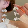 Pendientes de Borla Geométrica de Perla con Circonita de Aguja Plateada Pendientes Elegantes de Lujo Ligero Pendientes de Moda Exquisitos Versátiles para Mujer