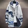 Chaqueta de Algodón con Capucha de Manga Larga Nueva Transfronteriza 2025 Serie de Olas 3D Europea y Americana Chaqueta de Algodón Casual de Manga Larga para Hombre Azul Marino