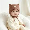 Gorro de bebé para otoño e invierno, lindo y súper adorable, para niños y niñas, adecuado para bebés pequeños, gorro de algodón, a prueba de viento, protección para las orejas, protección de la fontanela, gorro turbante