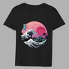 Camiseta Estilo Japonés para Hombre Patrón Estampado de Olas y Sushi para Hombres y Mujeres Cuello Redondo Manga Corta Cuello Redondo
