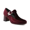 Fivela tecido 40 sapatos em T sapatos plus size sapatos de veludo dourado novos salto grosso saltos altos comércio exterior 43 primavera e outono preto