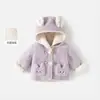 Abrigo para Niñas Otoño Invierno 2026 Estilo Nuevo Bebé Invierno Más Terciopelo Cálido Lindo Sudadera con Capucha Versátil Suéter de Felpa