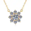 Transmisión en vivo transfronteriza collar con colgante de girasol en plata de ley 925 con diamante de color, cadena clásica para clavícula de mujer con moissanita de color