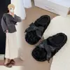 Pantuflas Peludas Baotou Zapatos Nuevos de Algodón Moda para Mujer Felpa Adicional 2026 Uso Exterior Otoño/Invierno Suela Gruesa Lazo Peludo
