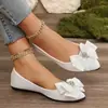 Novos Sapatos Femininos Transfronteiriços 2026: Sapatos Rasos de Bico Quadrado com Laço e Strass, Disponíveis em Várias Cores e Tamanhos Grandes, Macios e Confortáveis