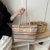 Bolso de paja tejido para mujer 2026 nuevo bolso de mano estilo playa de verano, bolso de hombro simple y versátil para vacaciones