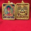 Pingente Thangka Tridimensional de Dupla Face Long Wuye Pintado à Mão Ouro Oito Guardiões Benmingfo Caixa Gawu Cartão Buda para Levar