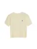 6585 # Camiseta Amarilla de Seda de Hielo Bordada con Trenzado de Punto Fino de Manga Corta para Mujer Verano Ajustada Top de Hombro Corto