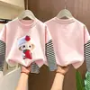 Camiseta base de imitación de dos piezas para niñas, ropa de otoño, algodón puro casual nuevo estilo 2026, camiseta de manga larga para niñas, temporada de otoño