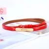 Cinturón fino brillante de cuero genuino de moda para vestidos, cinturón de mujer estilo coreano, cinturón versátil de verano sin poros ajustable