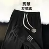 Calça jogger de veludo cotelê masculina, estilo primavera e outono, calça casual patchwork, calça de moletom esportiva, novas calças compridas de corte solto 2025
