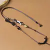 Collar Fino Cordón de Cuero DIY Trenzado Jade Dorado Cera de Abeja Cordón Colgante 1mm Ajustable Unisex Cadena Clavicular