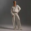 2025 Novo Conjunto Feminino de Duas Peças Outono e Inverno Europeu e Americano Transfronteiriço com Gola Polo, Pulôver Casual Fashion + Calça de Barra Larga