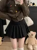Precio real, fotos reales: Pantalones falda de mezcla de lana para mujer, estilo coreano, casual, elegante, versátil, gruesos, de cintura alta, shorts de pierna ancha para otoño e invierno