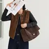 Bolso de mano estilo Chanel en ante, bolso de hombro casual versátil, piel de vacuno de capa superior, bolso tote de gran capacidad para mujer para ventas transfronterizas