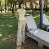 26 Novos Modelos de Verão de Calças Casuais Finas Estilo Americano, Soltas e Versáteis, Calças de Corte Reto Emagrecedoras para Mulheres, Disponíveis para Dropshipping