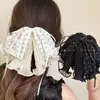 Pinza para Cola de Caballo de Lunares Doble Capa Estilo Francés, Cinta de Lazo de Gama Alta, Pinza de Garra Versátil para Mujeres