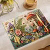 Nuevo Mantel Individual Estilo 3D de Gato Lindo y Floral para Decoración de Cocina del Hogar y Cafetería, Mantel de Tela Aislante al Calor