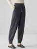 Pantalones casuales de cachemir 100% puro para otoño e invierno para mujer, pantalones largos de punto holgados de cintura alta con efecto adelgazante, versátiles y de largo hasta el suelo