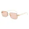 Gafas de Sol sin Marco con Cabeza de Leopardo Transfronterizas Nuevas, Moda con Imitación de Madera, Estilo Europeo y Americano, Gafas de Sol Retro de Gama Alta Estilo Callejero para Hombres y Mujeres