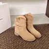 Sapatos Sapatos Bico Redondo Estilo Coreano Jeans Renda Outono Novo Corte Baixo Americano Fofo Ocidental Retrô 2026 Botas de Cavaleiro Salto Grosso