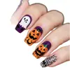 Novas Peças de Unhas para Artes de Unhas de Comércio Exterior Europeu e Americano Design de Fantasma e Abóbora de Halloween Adesivos de Unhas Quadrados Usáveis de Comprimento Médio