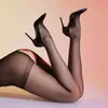 Meias-calças pretas de capa dura em papel cartão com abertura entre as pernas Lingerie Sexy Meias-calças pretas transparentes sexy com abertura entre as pernas Meias longas