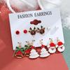 Pendientes de campana con copos de nieve de la serie navideña, combinación de traje, comercio exterior, gran oferta, pendientes de alce con gotas de aceite de dibujos animados para hombre mayor, mujeres