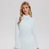 Camisa Polo de Golfe Caijue para Mulheres, Manga Longa de Verão com Gola Laço, Corte Justo, Alta Elasticidade, Top Esportivo para Tênis