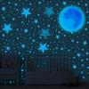 Luna luminosa azul estrellas luminosas punto 435 piezas pegatinas fluorescentes decoración habitación infantil pegatinas de dibujos animados autoadhesivas