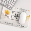 Alfombrilla de ratón personalizada con pintura de tinta de loto inspirada en el Zen, estilo chino nuevo, caligrafía antigua, pequeña y portátil para oficina, antideslizante