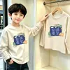 Nueva camiseta de manga larga de primavera y otoño para niños, estilo coreano, con estampados de dibujos animados geniales y modernos, adecuada para niños mayores
