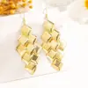 Pendientes Metálicos Huecos Multicapa con Forma de Hoja Transfronterizos Europeos y Americanos Estilo Étnico Retro Pendientes de Gota de Agua Redondos Geométricos con Borlas