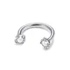 Anillo para la Nariz de Barra en C de Aleación de Titanio F136 en Forma de Herradura de Doble Punta con Rosca Interna Pendientes de Aleación de Titanio G23 con Zirconia 5A Clavo para la Nariz Anillo para el Labio