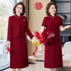 Vestido de novia de otoño para madre, vestido de novia de estilo occidental para suegra noble, vestido de novia de dos piezas para mujer de mediana edad
