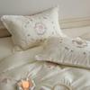Estilo Blogger Algodón Puro Hilo Arrugado Bordado de Precisión Juego de Cuatro Piezas Suave y Sedoso Agradable a la Piel Funda de Edredón de Algodón Puro Cama Sábanas de Cama Juego de Tres Piezas