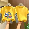 Camiseta de manga larga para niño 2026 nuevo modelo, camiseta básica de dibujos animados para niño, camiseta interior de algodón puro a rayas para otoño, estilo primavera y otoño