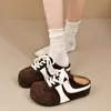 Meias-pantufas Fechadas com Solado Grosso 2026, Pantufas Femininas Francesas Estilo Birkenstock, Elegante Modelo Novo de Primavera, de Calçar, Cor Castanha