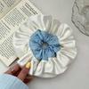 Goma de pelo tipo Scrunchie de Satén Azul con Rayas Blancas para Mujer, Versátil, Elástica, Cuerda para el Pelo Grande